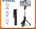 PAFEL selfie stick with phone holder and features on a white background